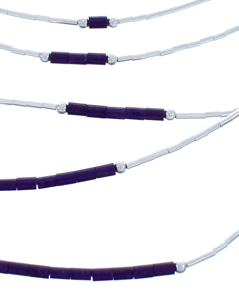 Liquid Sterling Silver Sugilite 5-Strand Bead Necklace BX120517