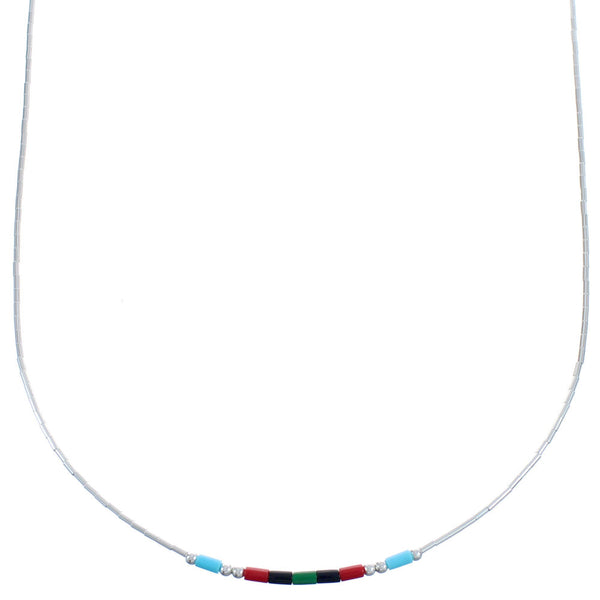 Authentic Hand Strung Liquid Silver & Multicolor Necklace BX120518