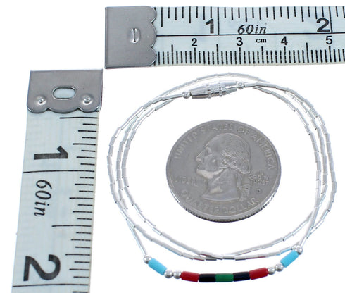 Authentic Hand Strung Liquid Silver & Multicolor Necklace BX120518