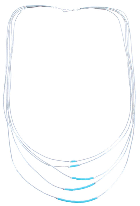 Blue Turquoise Liquid Sterling Silver 5-Strand Necklace BX120585