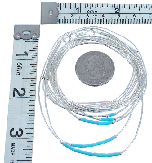 Blue Turquoise Liquid Sterling Silver 5-Strand Necklace BX120585