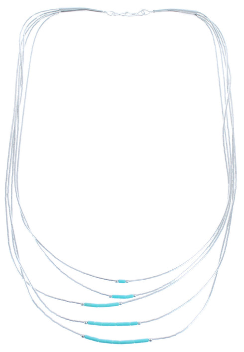 Green Turquoise Liquid Sterling Silver 5-Strand Necklace BX120587