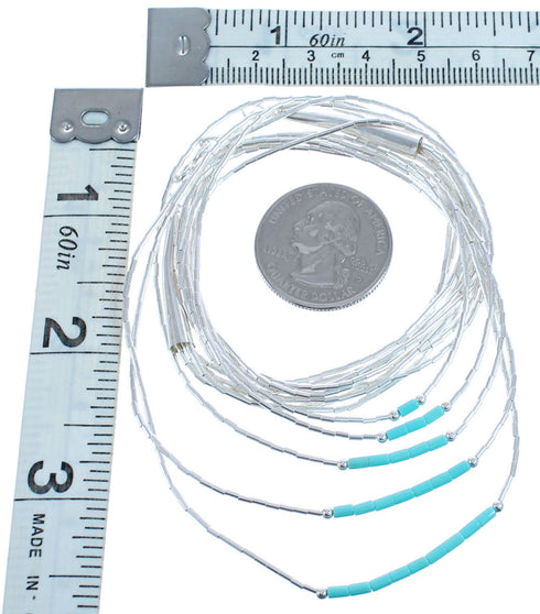 Green Turquoise Liquid Sterling Silver 5-Strand Necklace BX120587