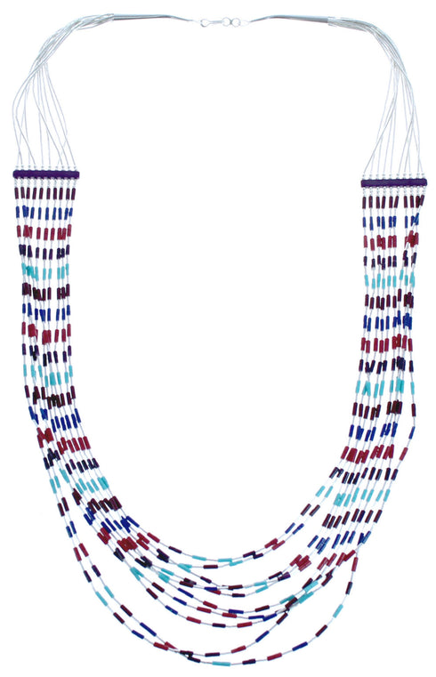 Authentic Liquid Silver 10-Strand Multicolor Bead Necklace BX120591