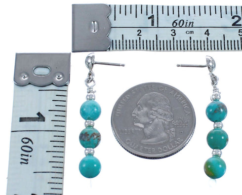 Southwestern Turquoise Sterling Silver Bead Post Dangle Earrings BX120605