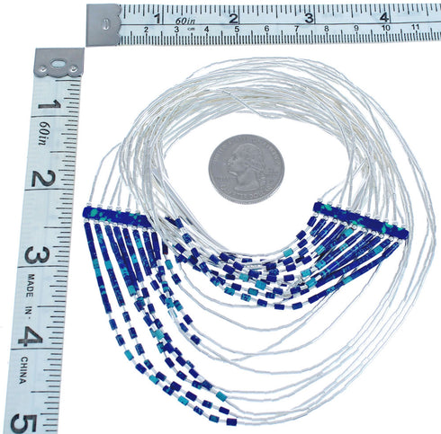 Azurite Liquid Sterling Silver Hand Strung Waterfall Necklace bx120664
