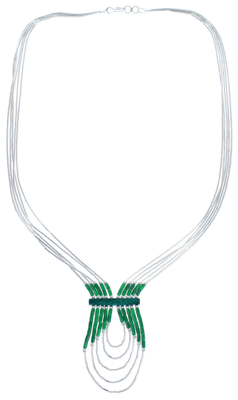 Malachite Liquid Sterling Silver Hand Strung 5-Strand Necklace BX120667