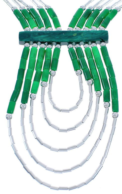 Malachite Liquid Sterling Silver Hand Strung 5-Strand Necklace BX120667