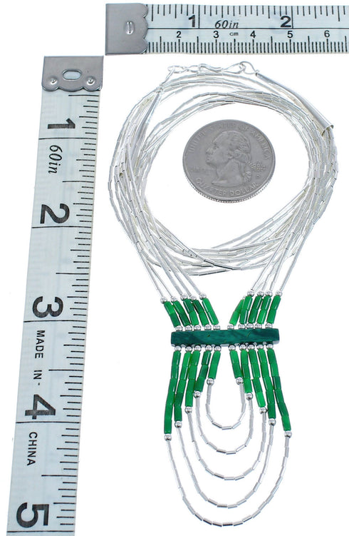Malachite Liquid Sterling Silver Hand Strung 5-Strand Necklace BX120667