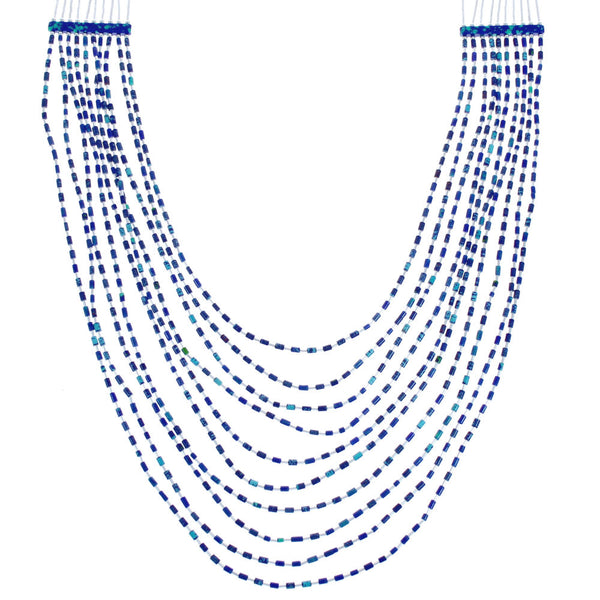 Azurite Authentic Liquid Sterling Silver Hand Strung Necklace BX120668