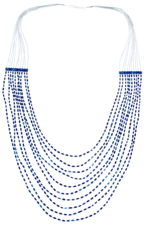 Azurite Authentic Liquid Sterling Silver Hand Strung Necklace BX120668