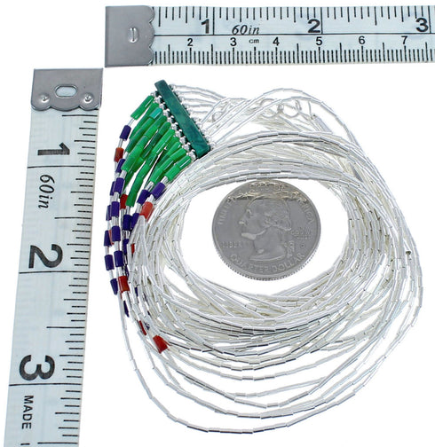 Multicolor Heishi Bead Liquid Silver Hand Strung Necklace BX120670