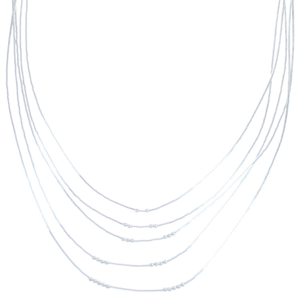 5-Strand Liquid Silver Bead Hand Strung Necklace BX120672