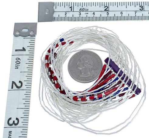 Heishi Bead Authentic Liquid Silver Multicolor Necklace BX120674