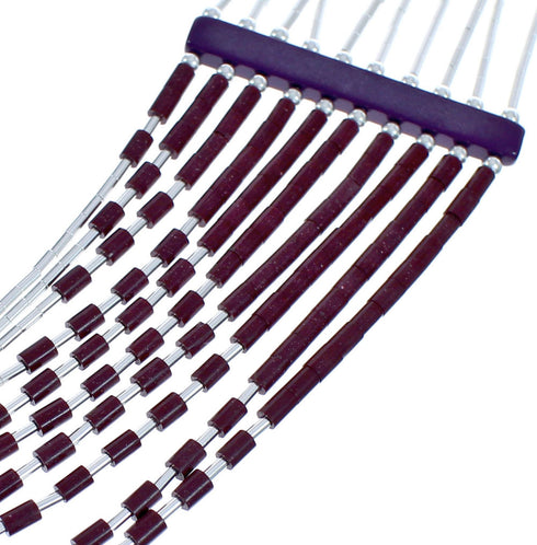 Sugilite And Brown Heishi Liquid Silver Hand Strung Necklace BX120678