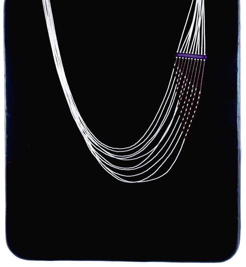 Sugilite And Brown Heishi Liquid Silver Hand Strung Necklace BX120678