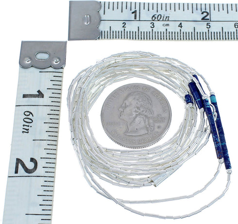 Azurite Authentic Liquid Sterling Silver 5-Strand Necklace BX120681