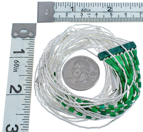Malachite Heishi Liquid Silver Waterfall Hand Strung Necklace BX120682
