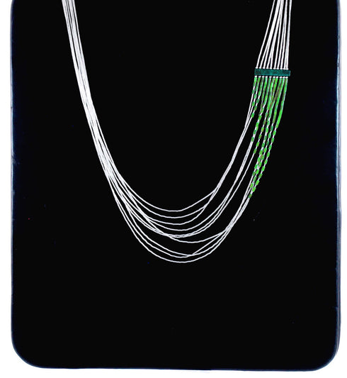 Malachite Heishi Liquid Silver Waterfall Hand Strung Necklace BX120682