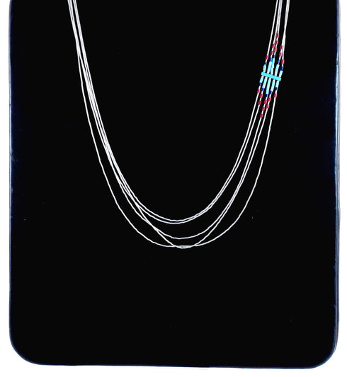 Turquoise And Multicolor Heishi Bead Liquid Silver Necklace BX120683