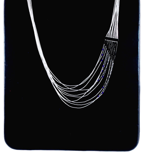 Onyx Sugilite Hematite Heishi Bead Liquid Silver Necklace BX120684