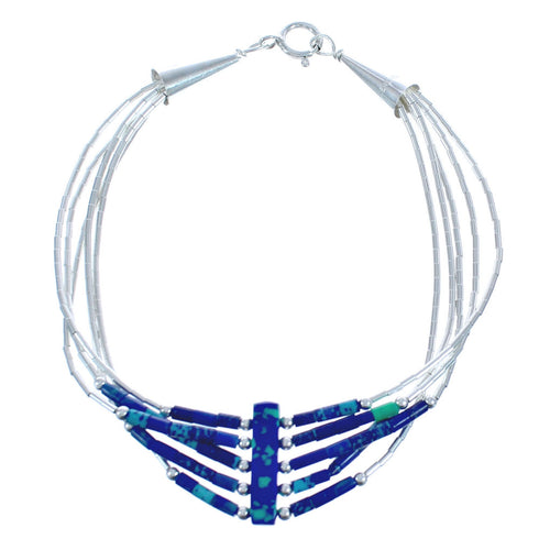 Hand Strung Liquid Silver Azurite Bracelet BX120685