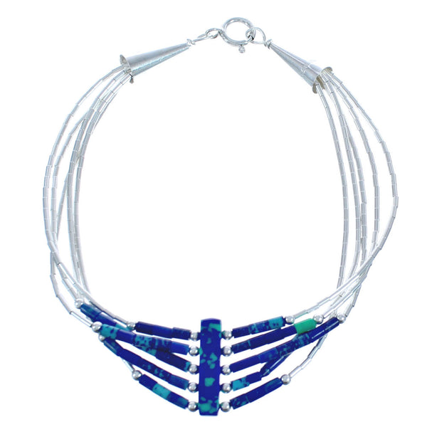 Hand Strung Liquid Silver Azurite Bracelet BX120685