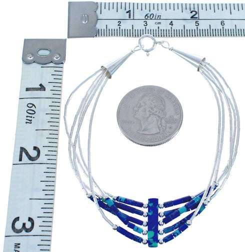 Hand Strung Liquid Silver Azurite Bracelet BX120685