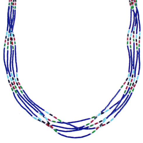 Liquid Sterling Silver Lapis Multicolor 5-Strand Necklace BX120731