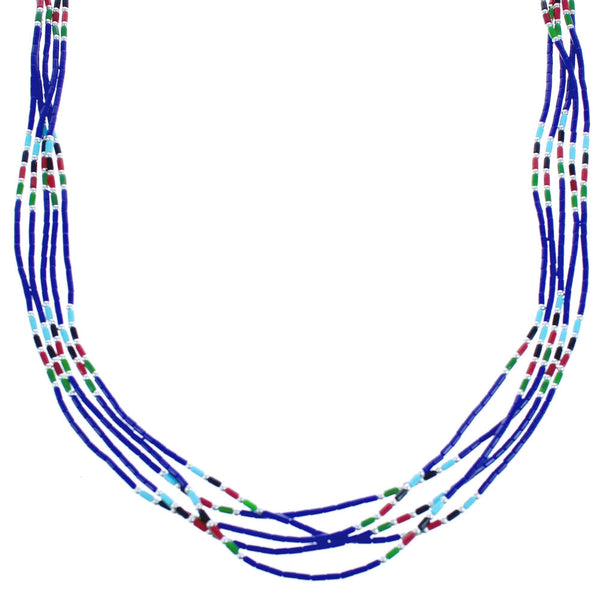Liquid Sterling Silver Lapis Multicolor 5-Strand Necklace BX120731