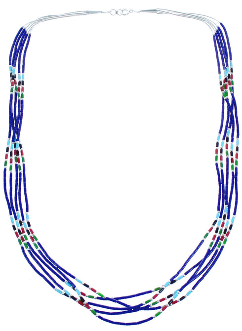 Liquid Sterling Silver Lapis Multicolor 5-Strand Necklace BX120731