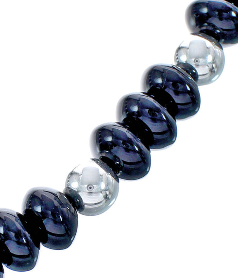 Southwestern Sterling Silver And Onyx Bead Necklace BX120734