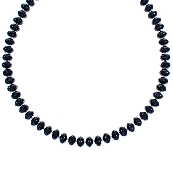 Onyx Sterling Silver Bead Necklace KX120981