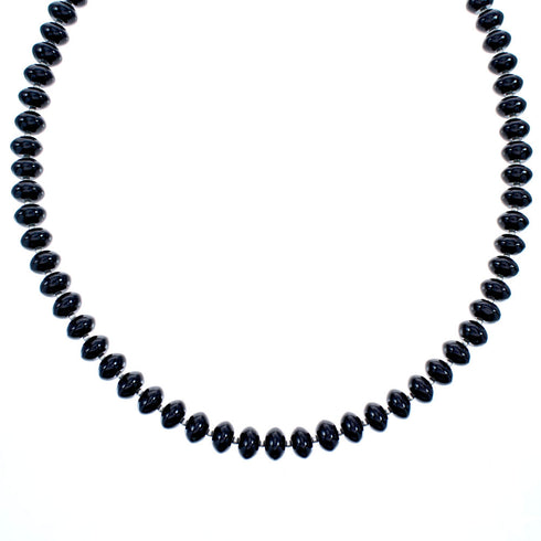 Sterling Silver Onyx Bead Necklace KX120982