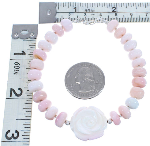 Pink Opal Sterling Silver Bead Bracelet KX120995