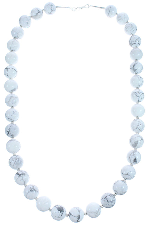 24" Sterling Silver Howlite Bead Necklace KX121120