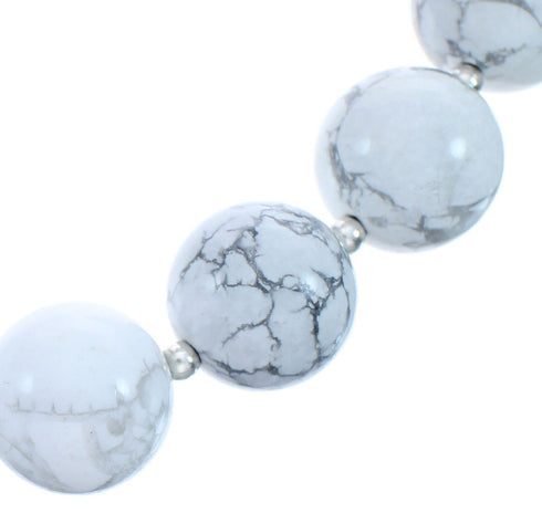 24" Sterling Silver Howlite Bead Necklace KX121120