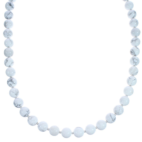 18" Sterling Silver Howlite Bead Necklace KX121115