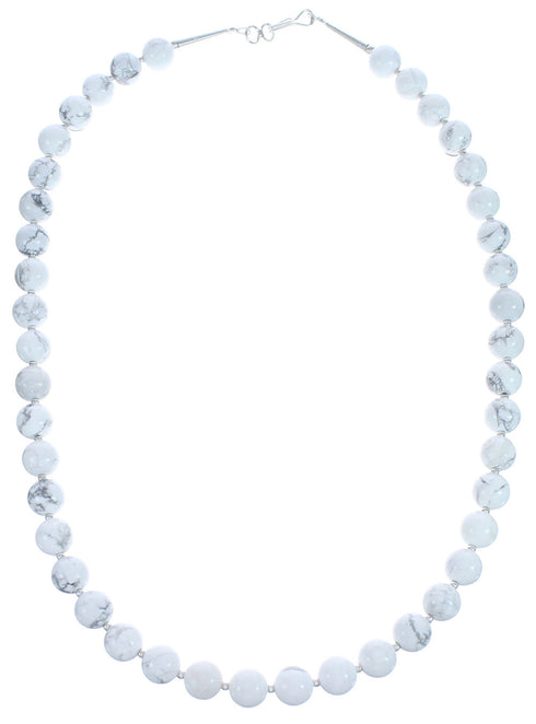 18" Sterling Silver Howlite Bead Necklace KX121115