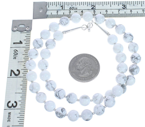 18" Sterling Silver Howlite Bead Necklace KX121115
