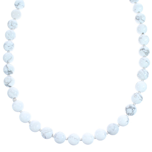 Sterling Silver Howlite Bead Necklace KX121114