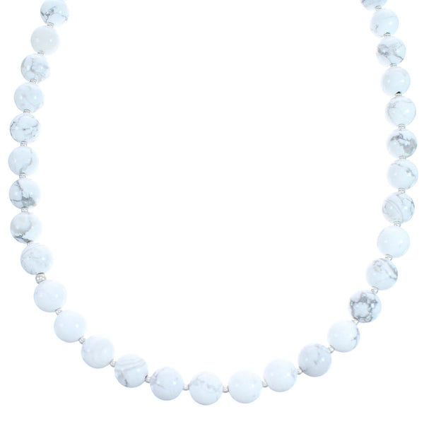 Sterling Silver Howlite Bead Necklace KX121114