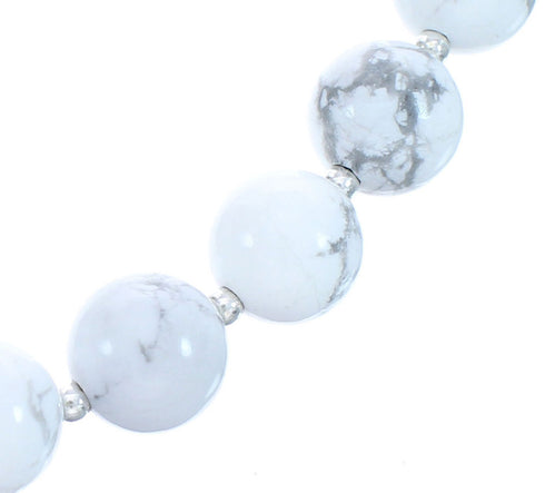 Sterling Silver Howlite Bead Necklace KX121114