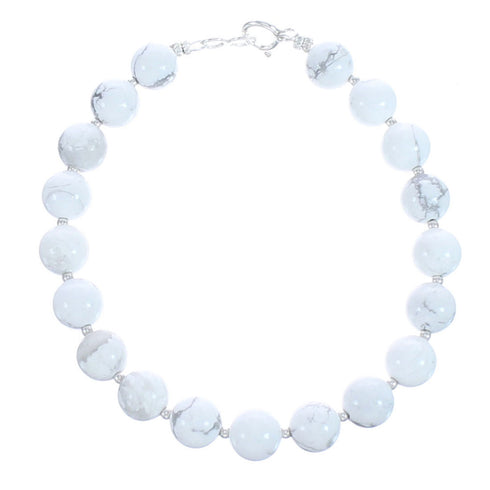Sterling Silver Howlite Bead Bracelet KX121108