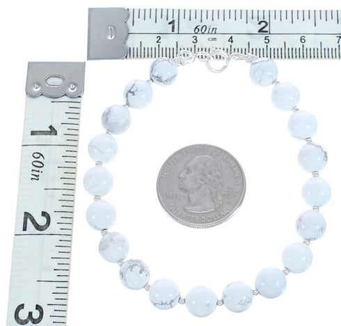 Sterling Silver Howlite Bead Bracelet KX121108