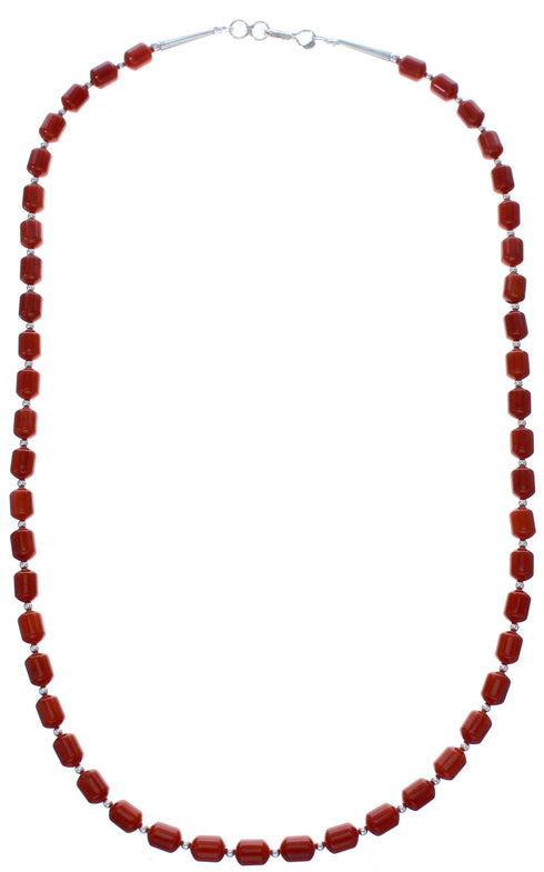 Sterling Silver Coral 18-1/2" Bead Necklace KX121068