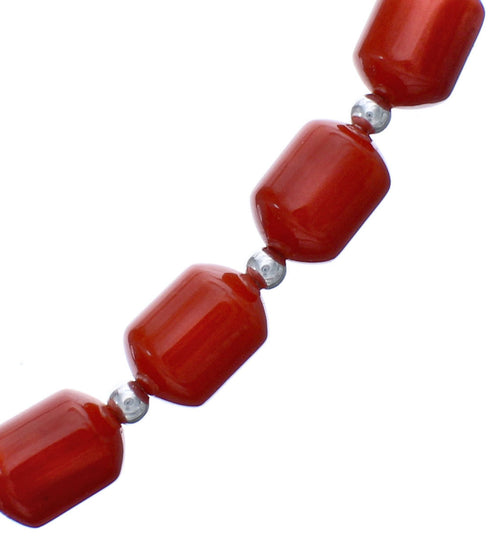 Sterling Silver Coral 18-1/2" Bead Necklace KX121068