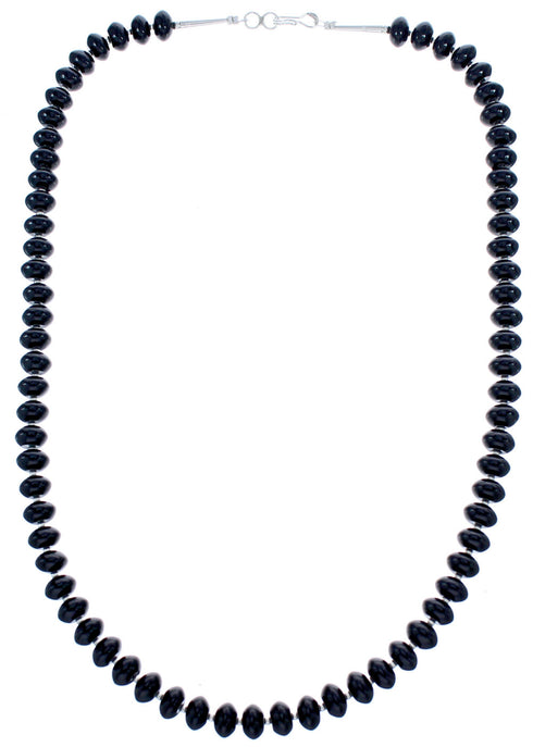 Sterling Silver Onyx 20" Bead Necklace KX121061