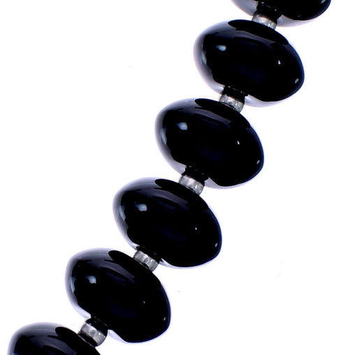 Sterling Silver Onyx 20" Bead Necklace KX121061