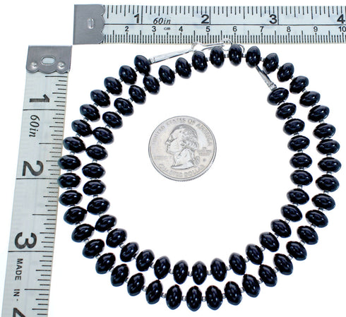 Sterling Silver Onyx 20" Bead Necklace KX121061